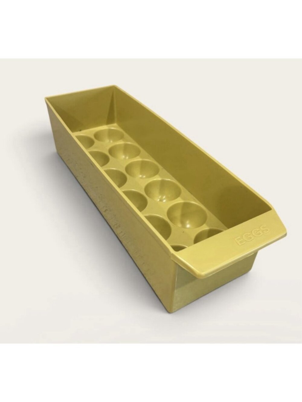 Vintage Refrigerator Dozen Egg Holder Tray Storage 70's Yellow Plastic